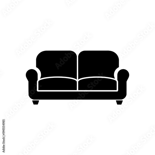 Sofa silhouette icon logo design. Couch sign and symbol. Living room interior furniture vector illustration isolated on white background.