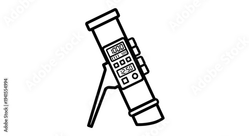 Digital thermometer with stand, isolated on white background, scientific instrument