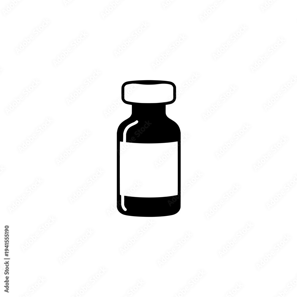 Obraz premium Vaccine vial icon logo design. Medicine bottle sign and symbol. Healthcare and immunization silhouette.