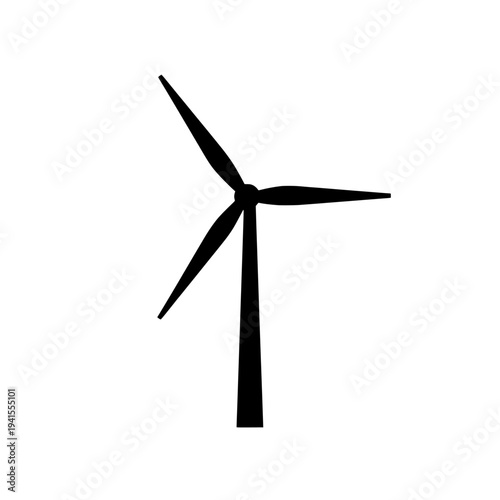 Wind turbine icon logo design. Renewable energy sign and symbol. Sustainable power technology silhouette isolated on white background.