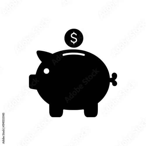 Piggy bank icon vector illustration. Money saving sign and symbol. Retirement fund and financial investment concept.