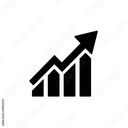 Stock market chart arrow up icon logo design. Financial growth graph sign and symbol. Business success vector illustration.