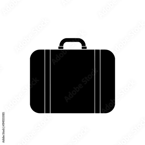 Suitcase icon logo design. Travel luggage sign and symbol. Minimal baggage vector silhouette. Isolated on white background.