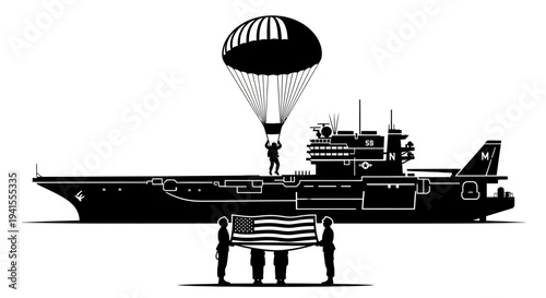 Military Honor Guard, Parachutist, Aircraft Carrier, American Flag, Patriotism, Sacrifice