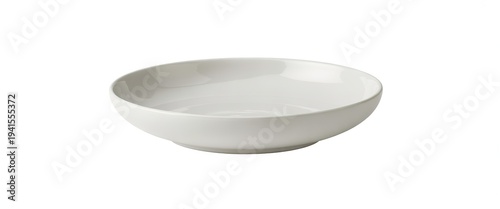 White ceramic shallow bowl on a white background dish