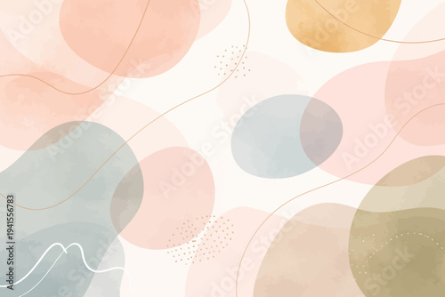 Abstract pastel shapes with soft curves and earth tones