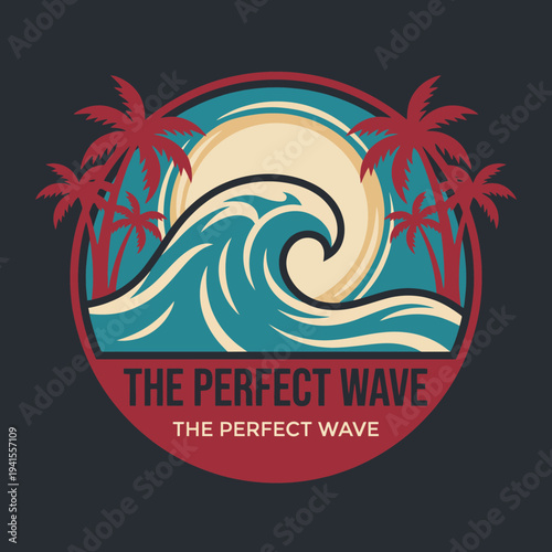 An artistic representation of a powerful ocean wave perfectly captures the excitement and beauty of surfing, showcasing the stunning interaction of elements.