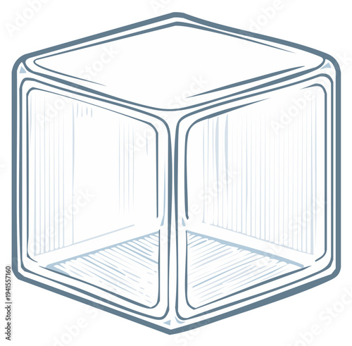 Clear Ice Cube Graphic Transparent Drawing Digital Single Object Simple Minimalist