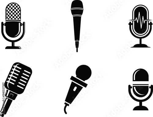 Collection of various microphone types and designs