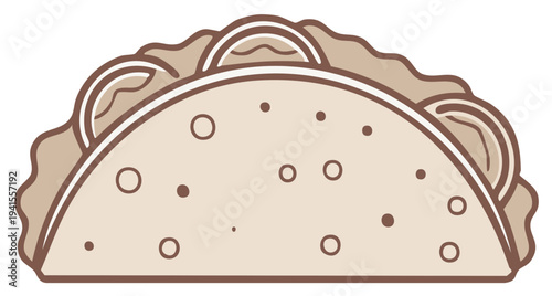 Cartoon illustration of a tasty taco with toppings