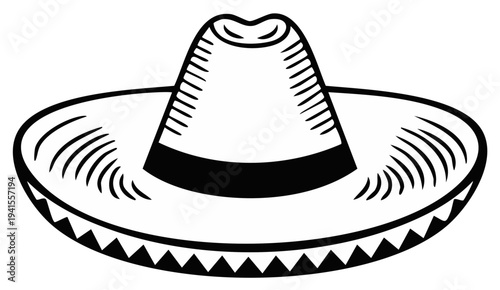 Traditional Mexican Sombrero Hat Festive Cultural Headwear Illustration