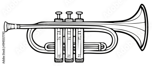 Classic Brass Trumpet Musical Instrument Line Art