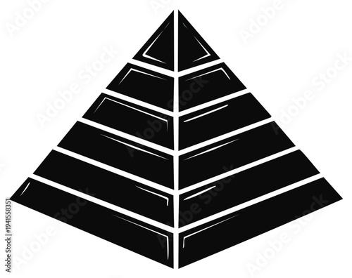 Black and White Pyramid Illustration, Geometric Ancient Structure, Symbol and Design