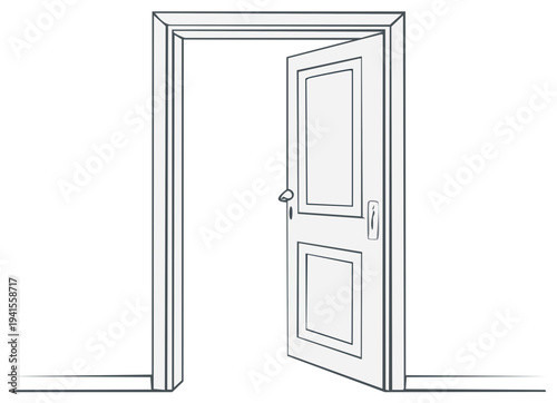 Open Doorway Drawing: Conceptual illustration of opportunity, access, and possibility
