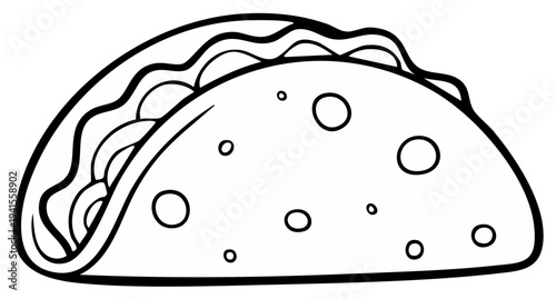 Simple outline drawing of a taco, a popular Mexican food item, with crisp lines and a clean design.