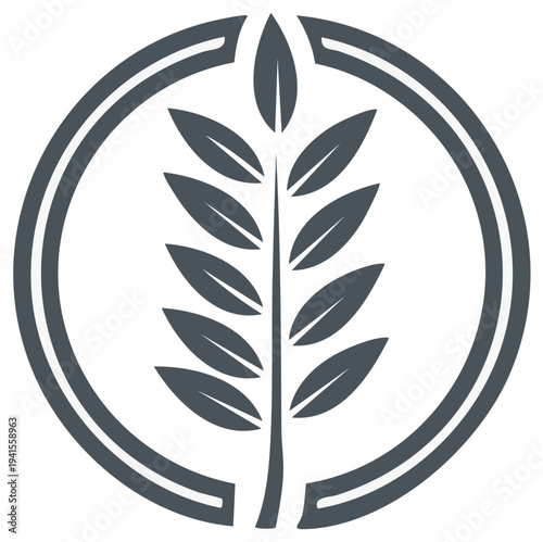 Wheat Grain Circle Icon Agriculture Symbol Wheat grain plant icon simple style