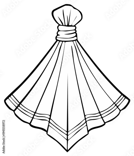 Elegant folded decorative textile design isolated on white, vintage fabric