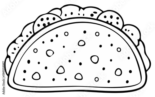 Hand drawn taco illustration with simple dots and small circles a classic outline food drawing
