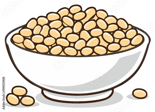 Bowl of soybeans isolated on white background, healthy food ingredient