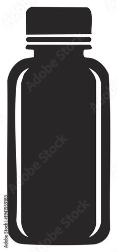 Stylized Graphic of a Small Bottle with Cap for Medicine or Liquid