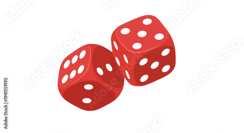 Two red dice falling in mid-air