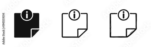 Information File Document Icon Set with 'i' Symbol