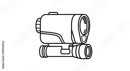 Line art illustration of a tactical flashlight and red dot sight combo for firearms