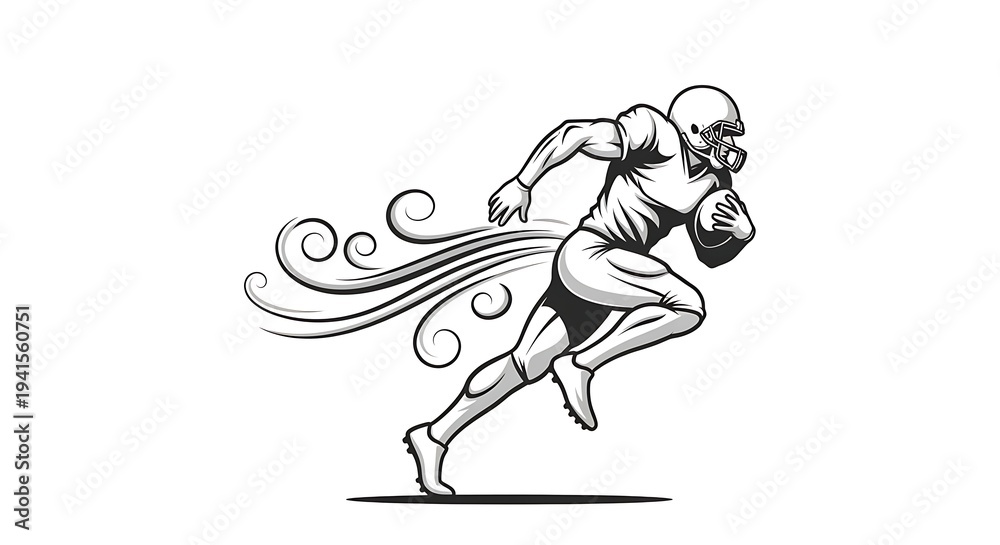Fototapeta premium Dynamic football player running with ball in motion