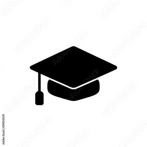 Graduation cap icon logo design. Mortarboard sign and symbol. Education and academic achievement concept.