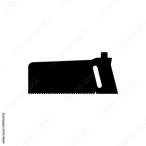 Hand saw silhouette. Carpenter tool icon symbol design. Minimalist vector illustration. Isolated on white background.