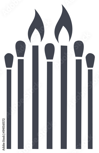 Silhouette of Burning and Unlit Matches for Concepts and Ideas