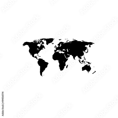 World map silhouette icon vector illustration. World map sign and symbol. Minimalist geographic design isolated on white background.