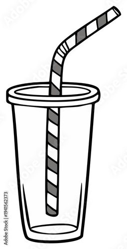 Drink cup with a striped straw