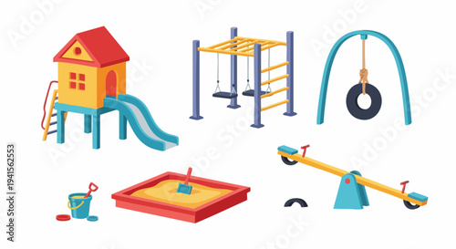 Colorful Playground Equipment Set for Childrens Outdoor Fun and Recreation.