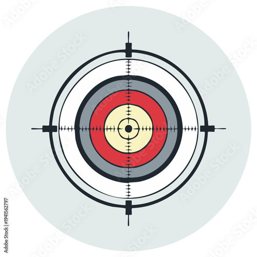 Circular target with concentric rings and crosshair for accuracy and precision