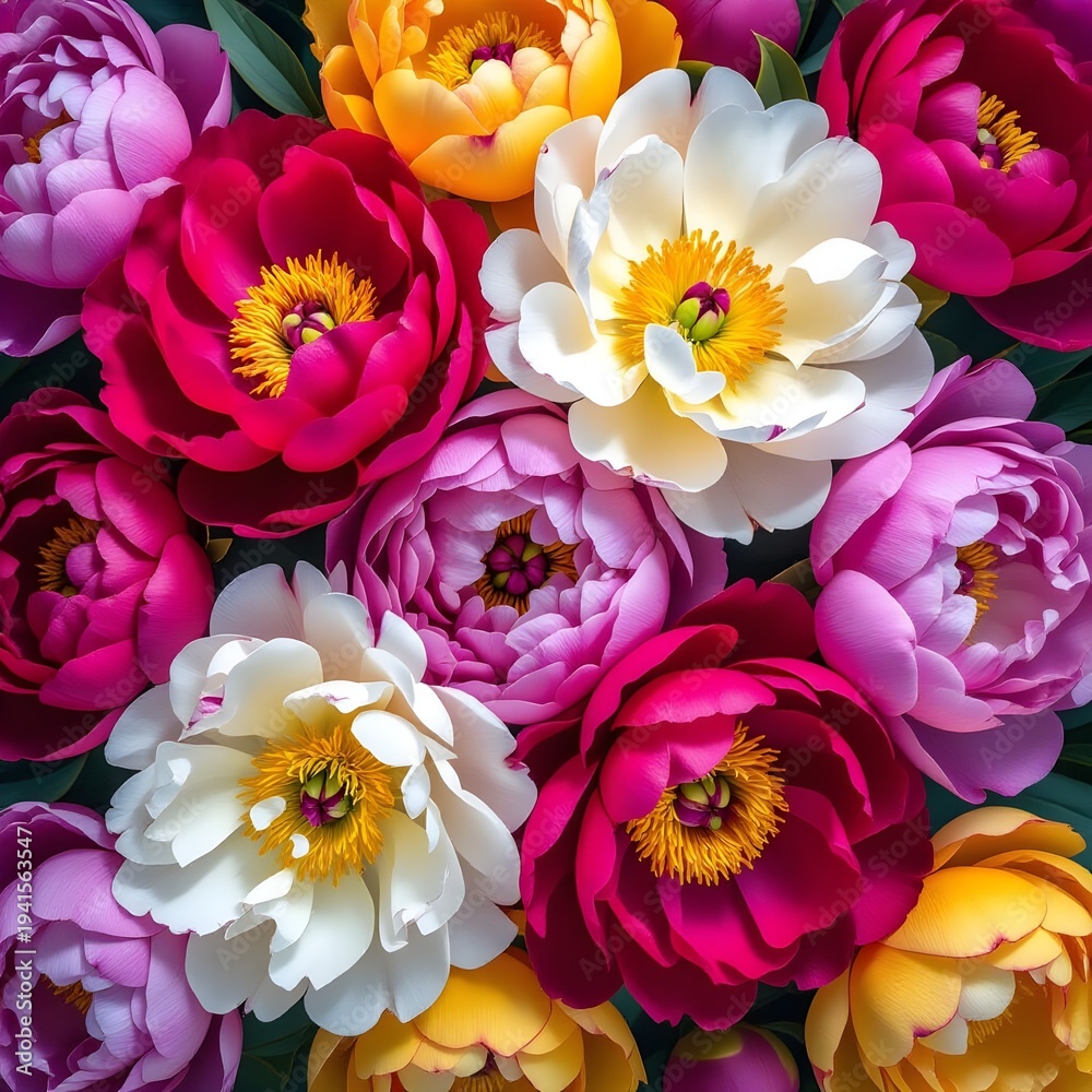 Obraz premium colorful peonies seamless