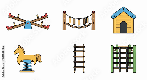 Playground equipment set for kids to have fun and play.