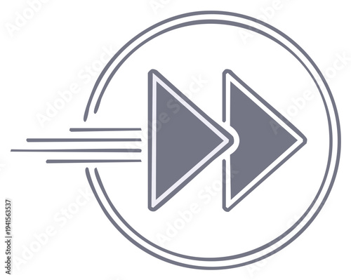Forward symbol in gray circle with motion lines, speed concept, progress icon, arrow graphic Free Download Forward symbol in gray circle with motion lines, speed concept, progress icon, arrow graphic - GFXLoad