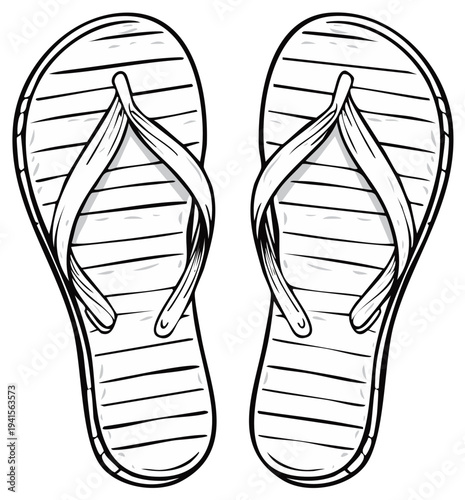 A pair of striped flip flop sandals for summer beach wear