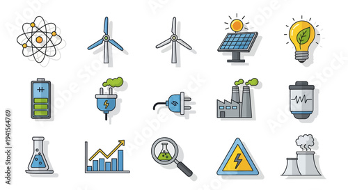 Renewable Energy and Sustainability Icons: A Collection of Eco-Friendly Symbols.