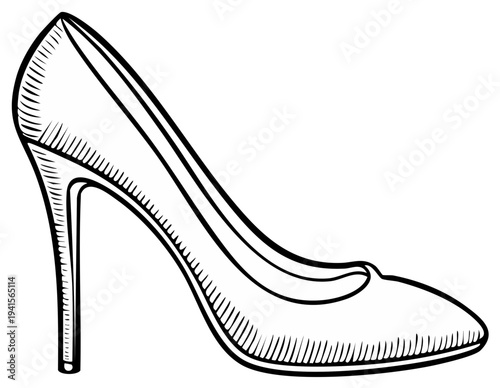 Elegant High Heel Shoe Hand Drawn Illustration Fashion Footwear