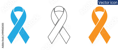Vibrant awareness ribbons for support and advocacy campaigns, available in modern vector format
