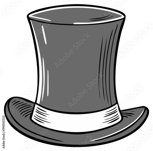 Classic gray top hat illustration, retro gentleman's accessory