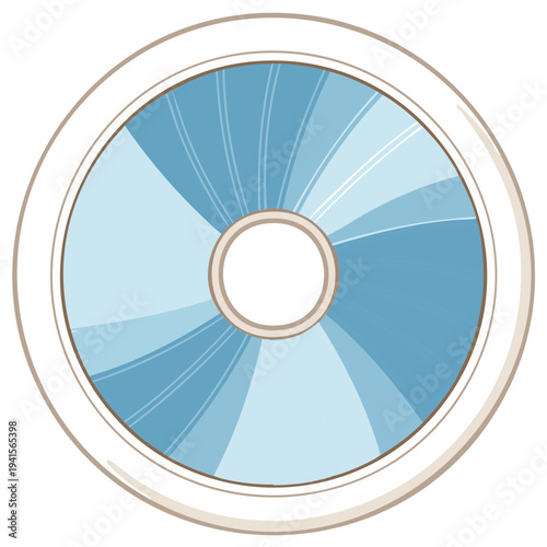 Abstract radial blue and white circular design with outer rim