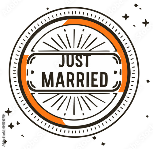 Just Married Text Stamp Emblem for Weddings and Celebrations