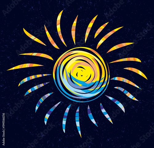A sun dawn symbol in the sea.