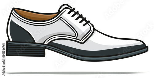 Elegant White and Black Leather Oxford Shoe Illustration Fashionable Footwear Icon