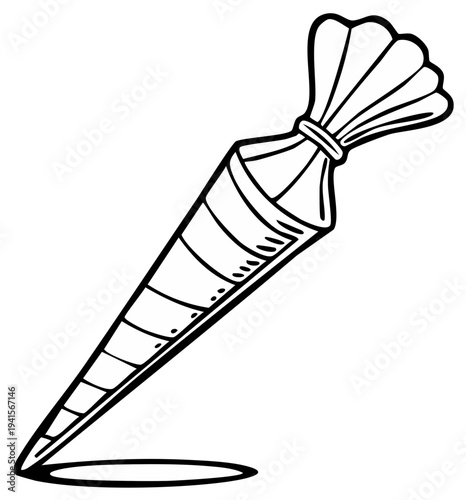 Hand-drawn illustration of a piping bag with frosting making a swirl