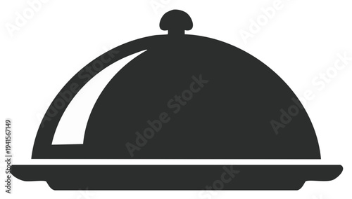 Restaurant Food Cloche Server Silverware Silhouette Meal Cover Icon