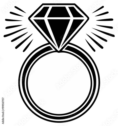 Elegant engagement ring with radiant diamond, luxury symbol of love, vector illustration.